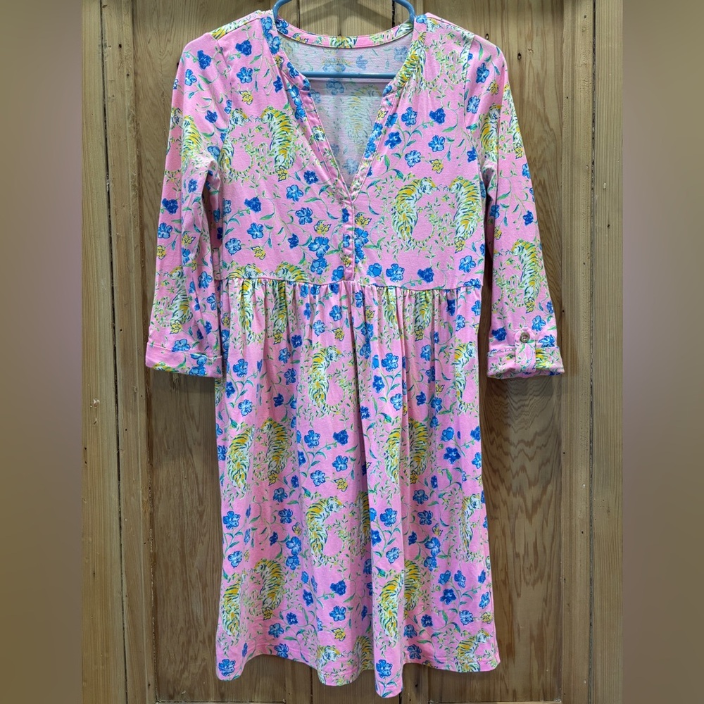 Lilly Pulitzer Pink Tiger Print 3/4 Sleeve Dress